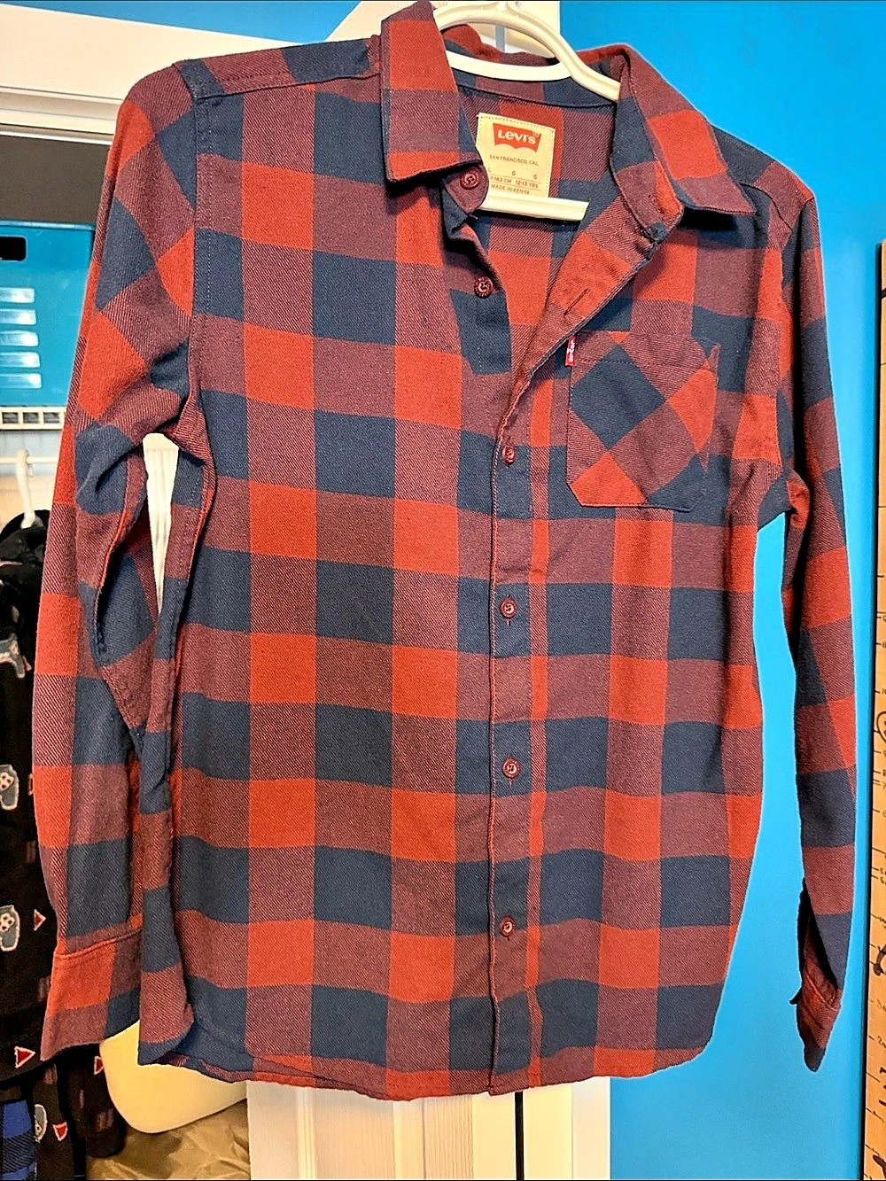 Levi's Men's Plaid Cotton Shirt Red & Blue Large